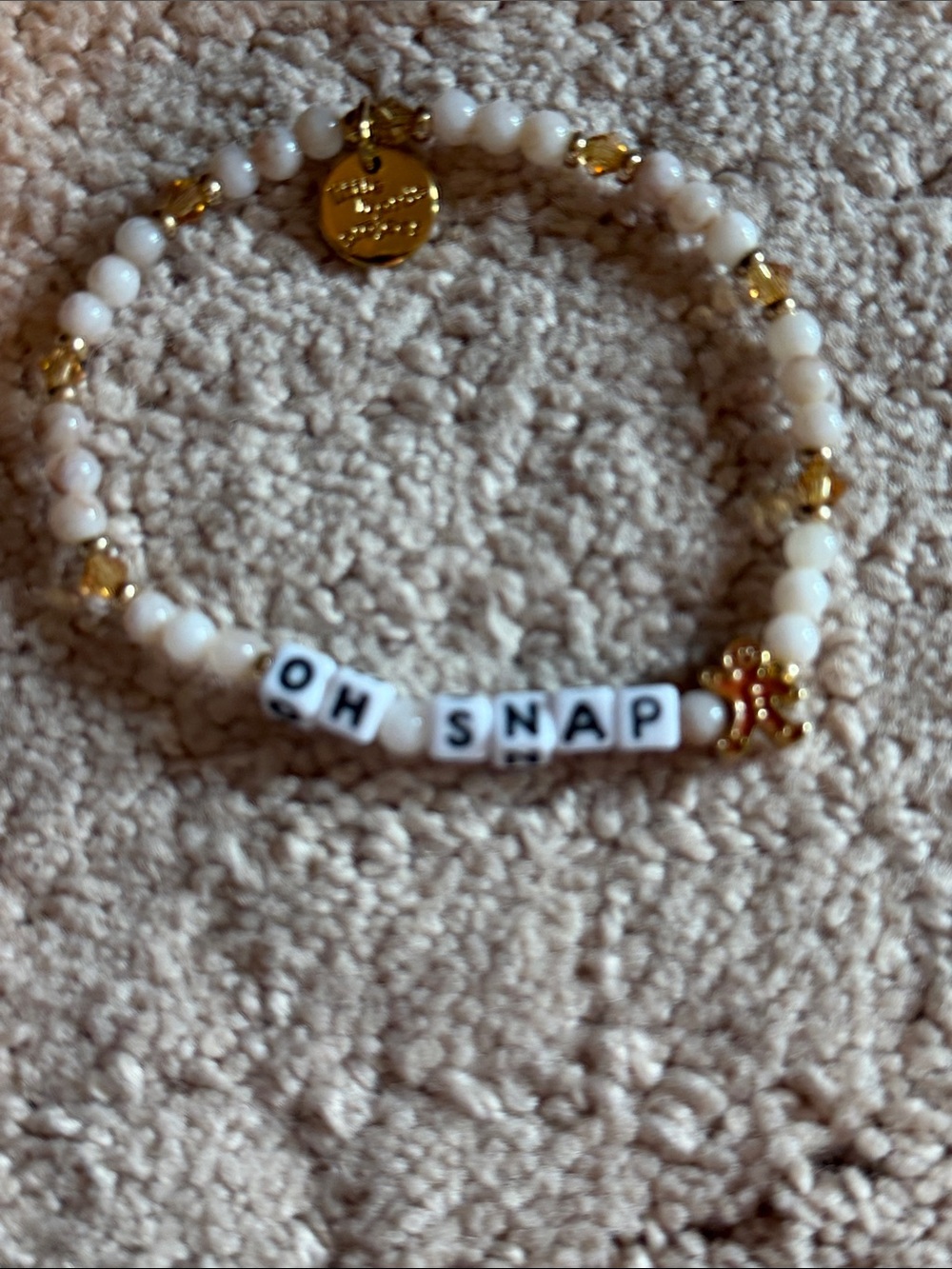 Little Words Project Beaded 'OH SNAP' Stretch Bracelet with Gold Accents M/L